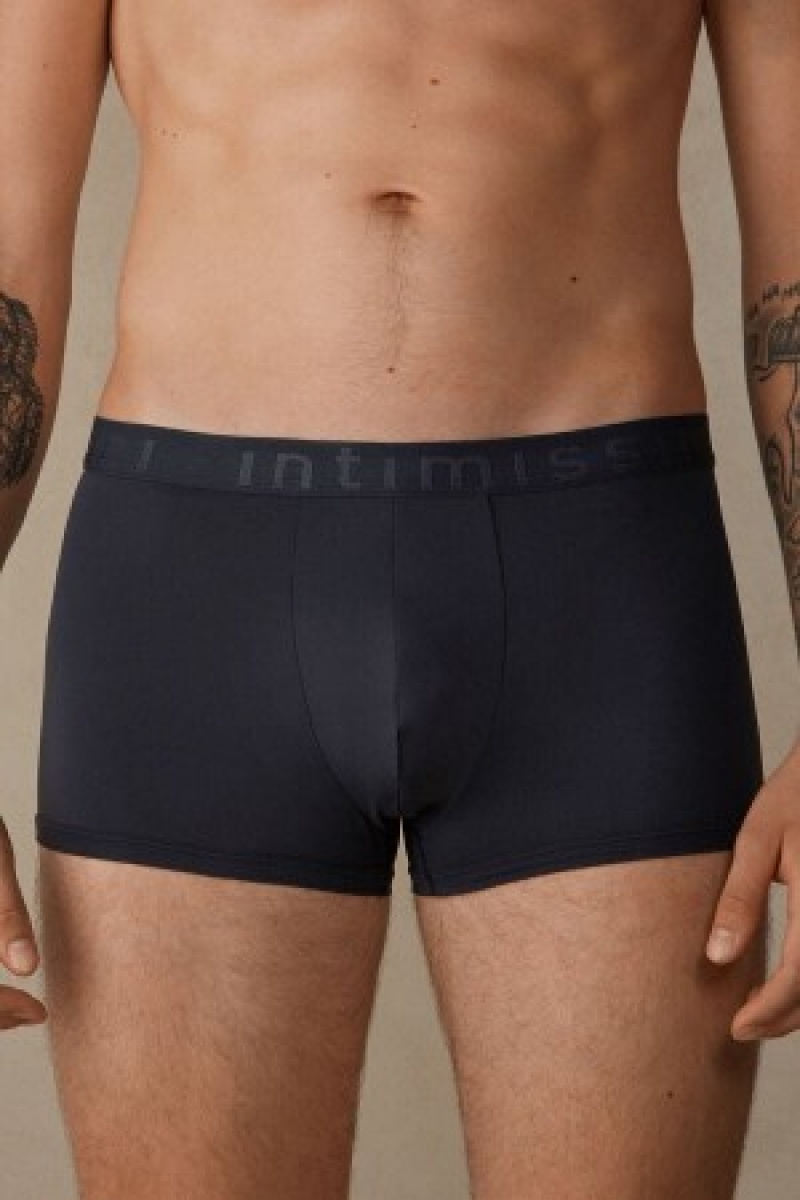 Intimissimi Microfiber Logo Boxer Shorts Blauw | BEJZR36315