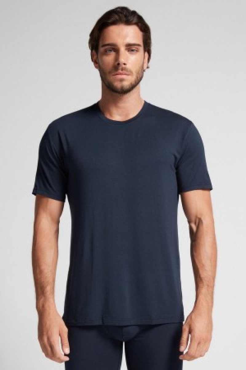 Intimissimi Modal and Silk T-shirt Zwart | TBEPQ81651