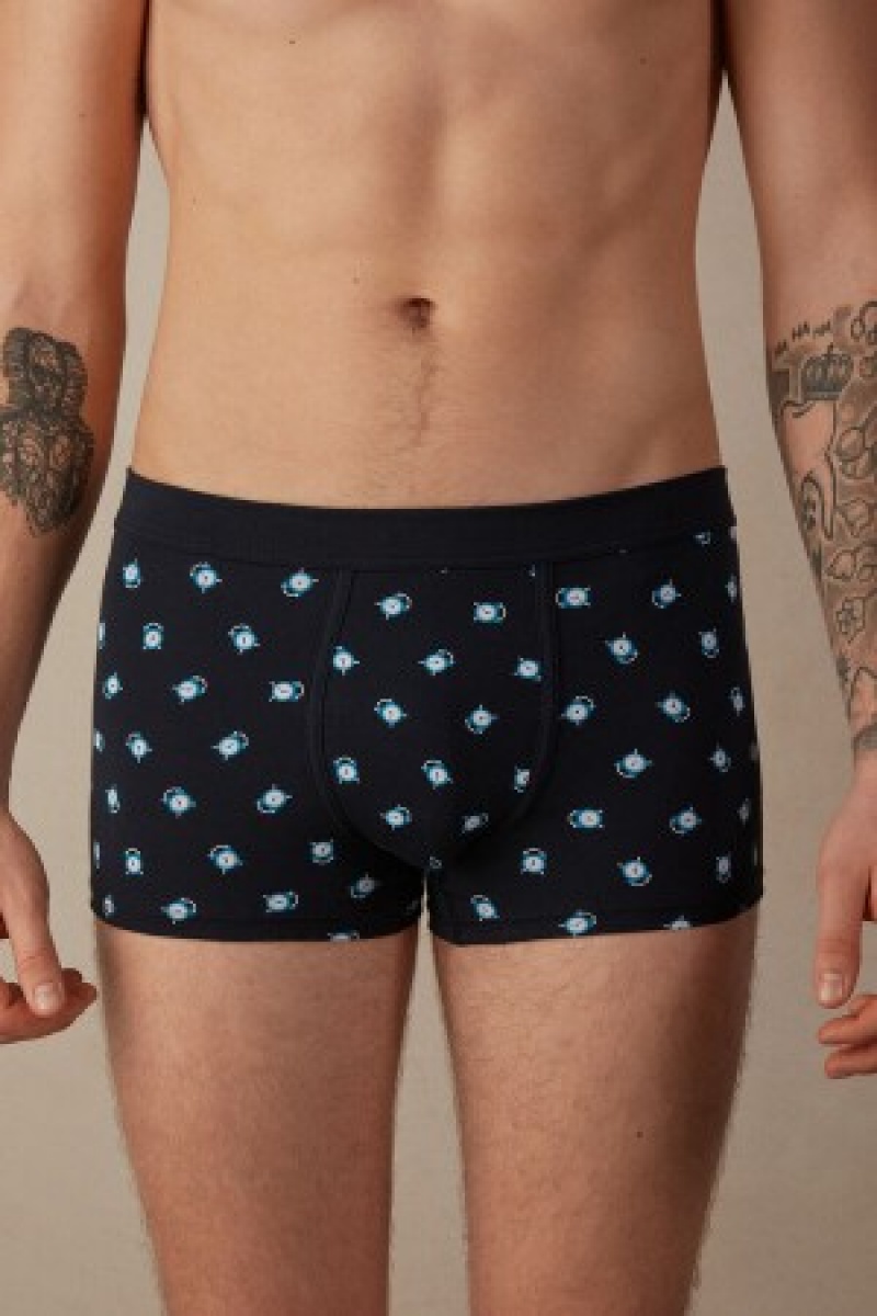 Intimissimi Alarm Clock Boxers in Stretch Supima® Katoenen Blauw | BEDFL11977