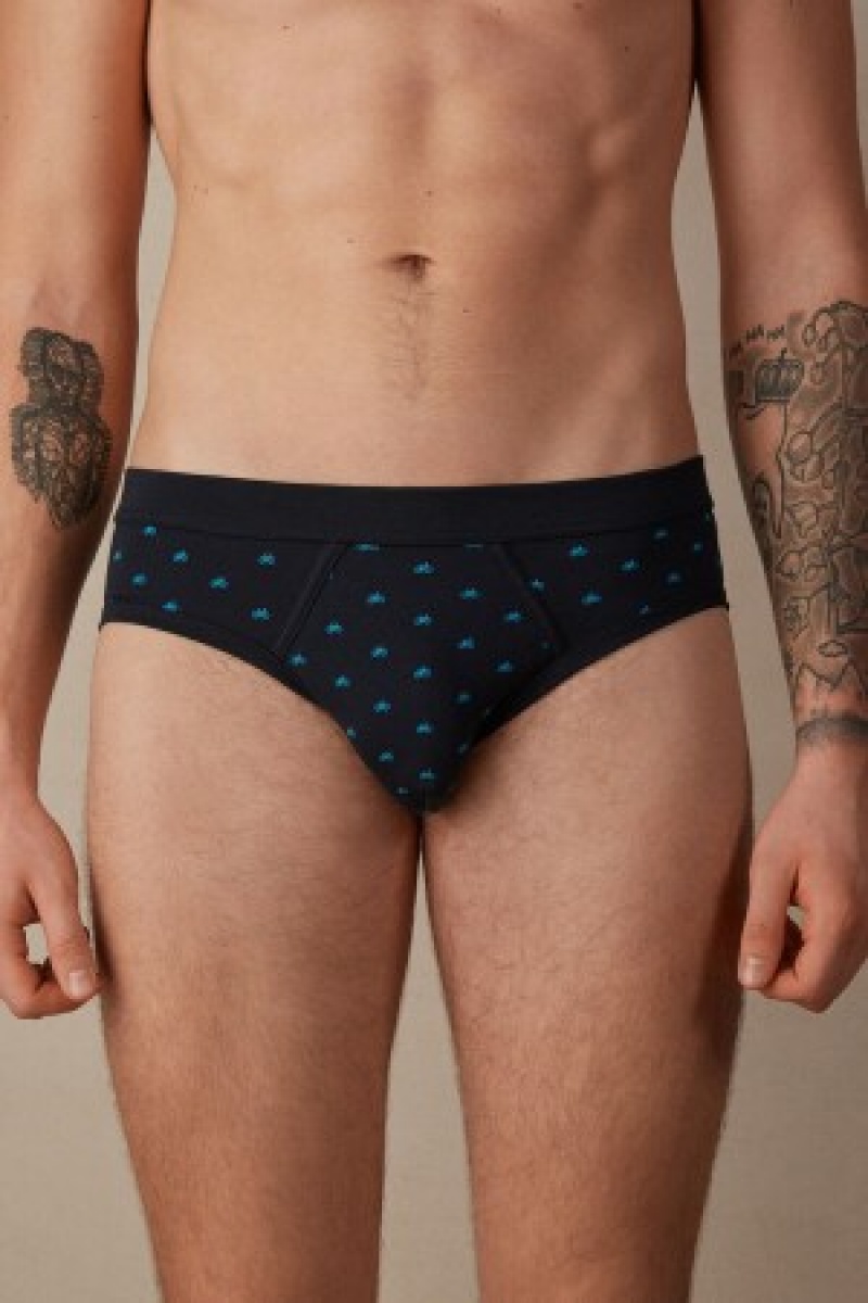 Intimissimi Bicycle Briefs in Stretch Supima® Katoenen Blauw | ZBEMJ72669