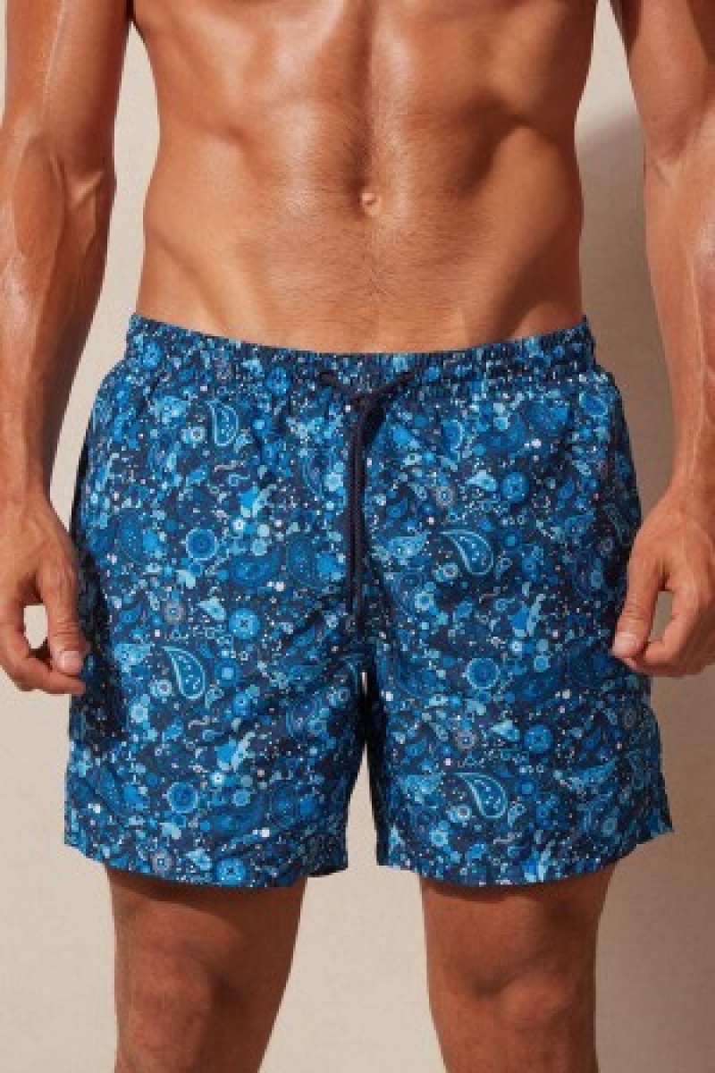 Intimissimi Blue Paisley Print Swim Trunks Blauw | BECIF57308