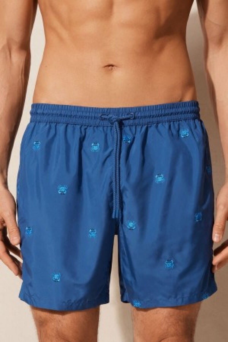 Intimissimi Embroidered Crab Swim Trunks Blauw | BEJVR25893