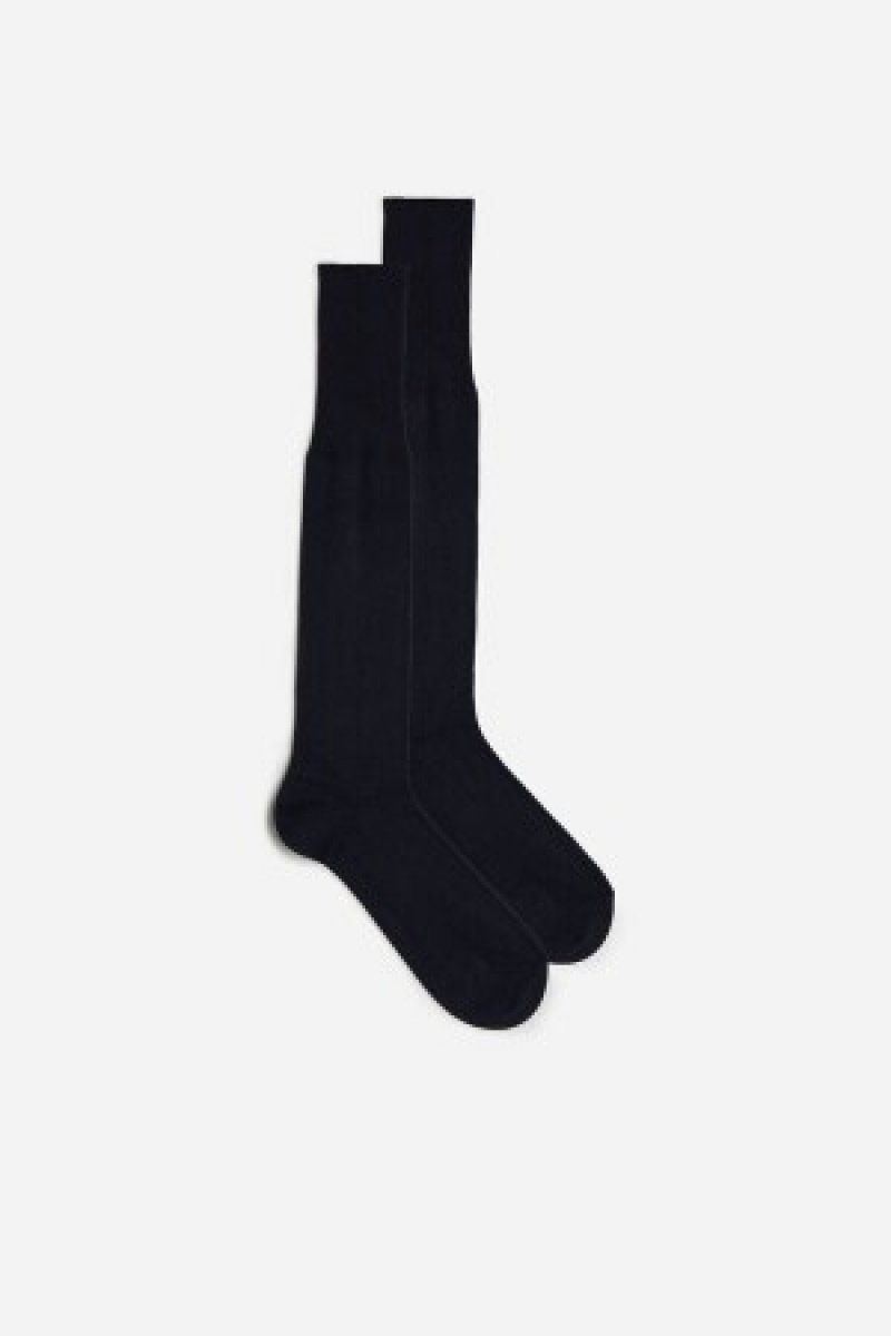 Intimissimi Hoge Cashmere-Silk-Katoenen Blend Socks Blauw | BEQAV77508