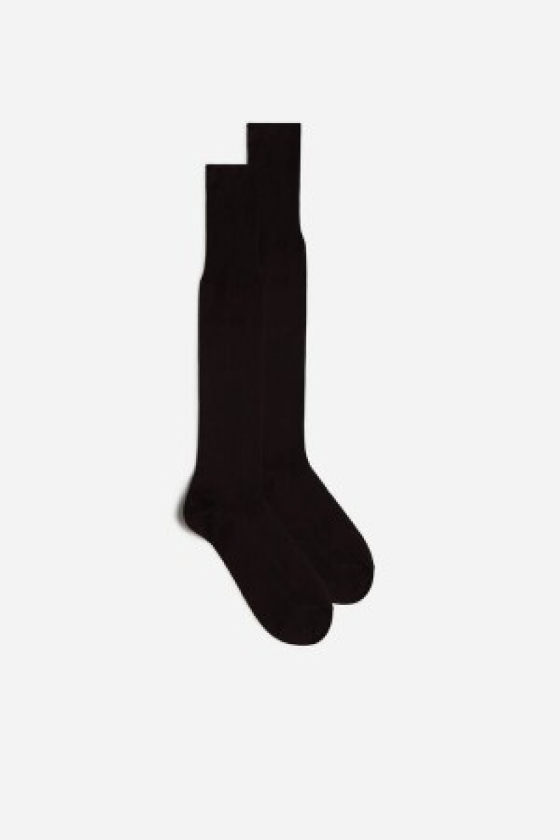 Intimissimi Hoge Sateen Egyptian Katoenen Socks Bruin | PBEQX88070