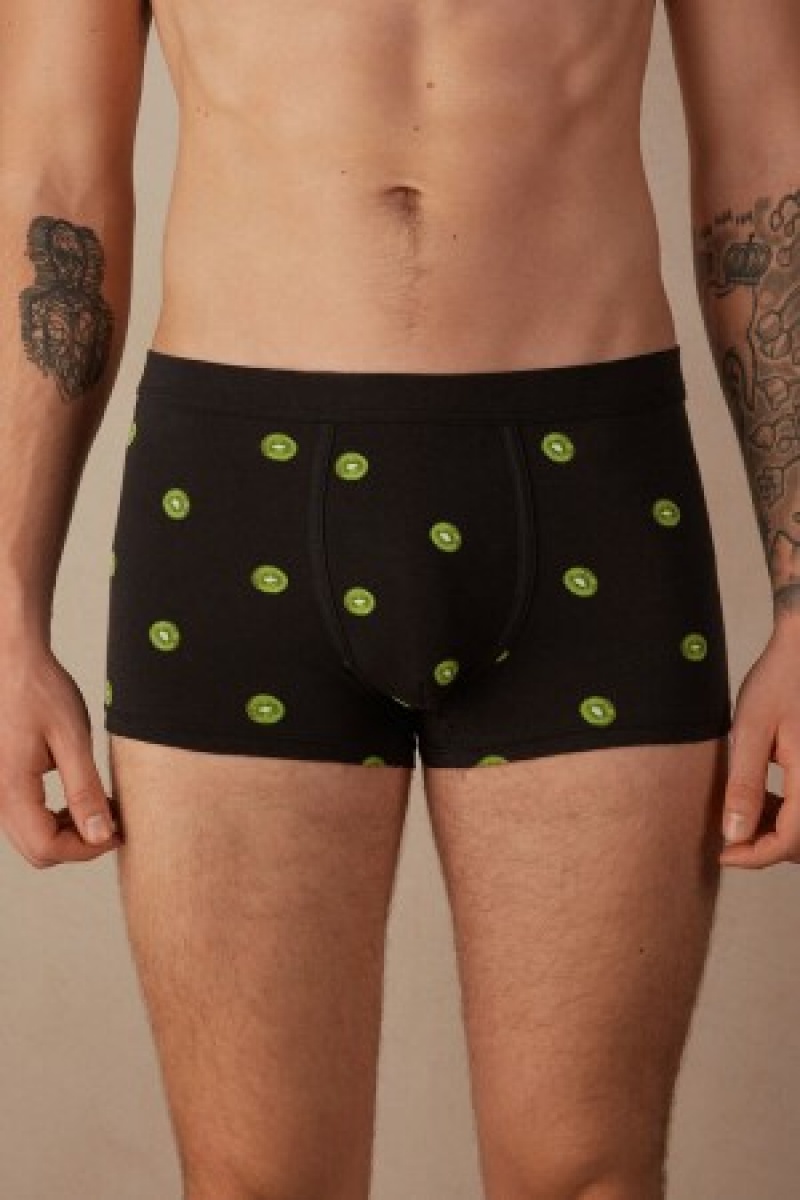 Intimissimi Kiwi Boxers in Natural Fresh Supima® Katoenen Zwart | FBEHY62365