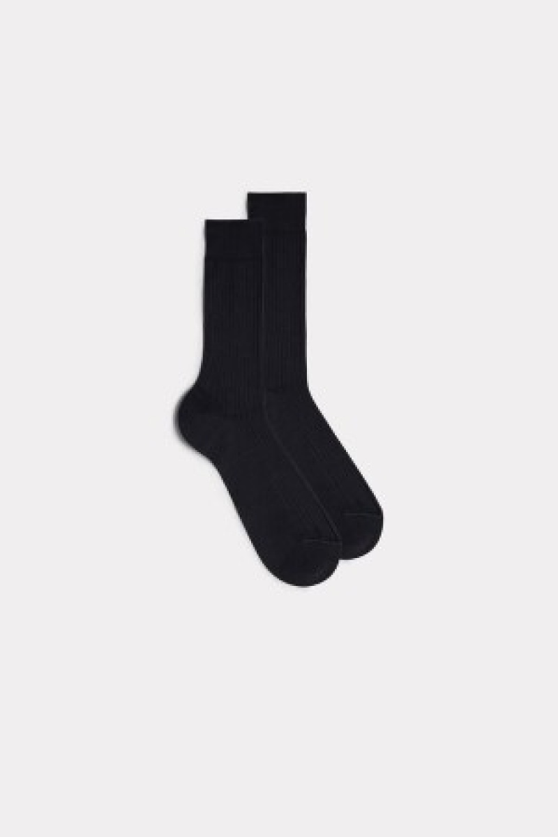 Intimissimi Kort Geribbeld Egyptian Katoenen Socks Grijs | SBEVO74900