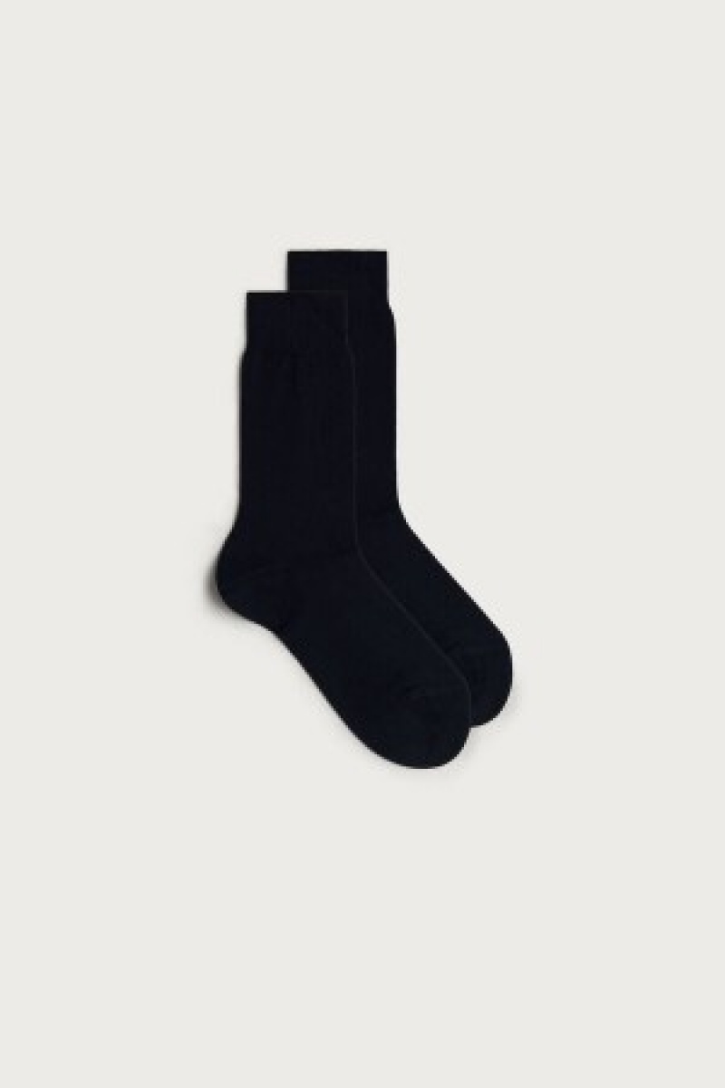 Intimissimi Kort Warm Katoenen Socks Blauw | BEQCS77934