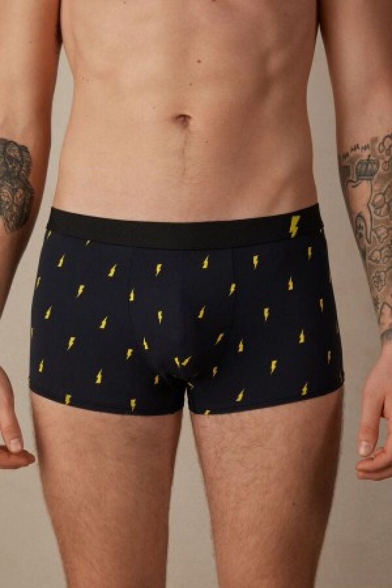 Intimissimi Lightning Bolt Boxers in Microfiber Zwart | BEDFL46869