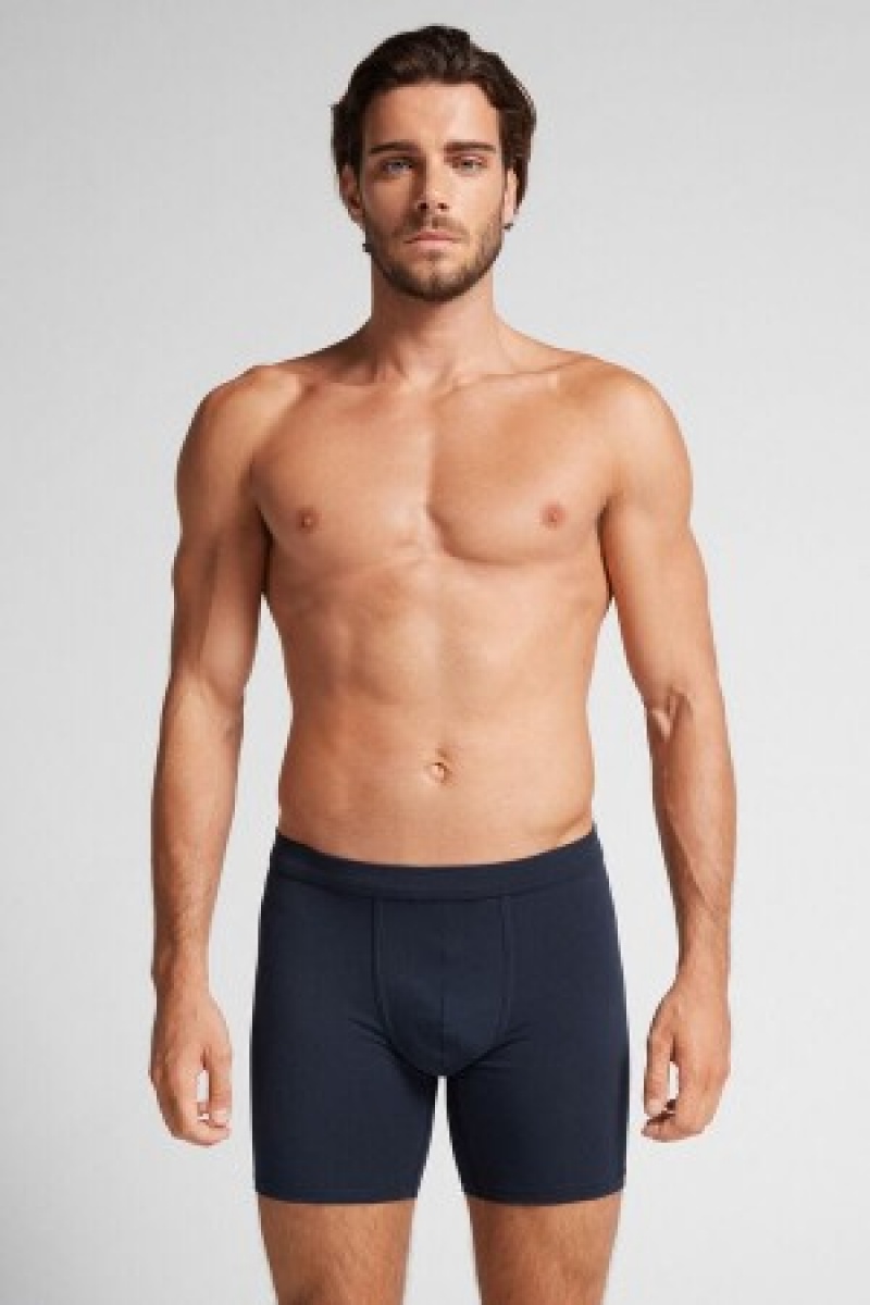 Intimissimi Long Boxers in Stretch Supima® Katoenen Blauw | ZBEMJ20752