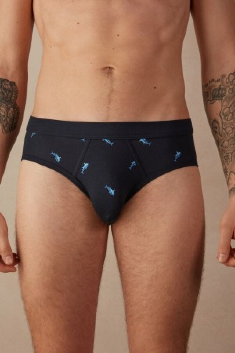 Intimissimi Shark Briefs in Natural Fresh Supima® Katoenen Blauw | BEXBR93199