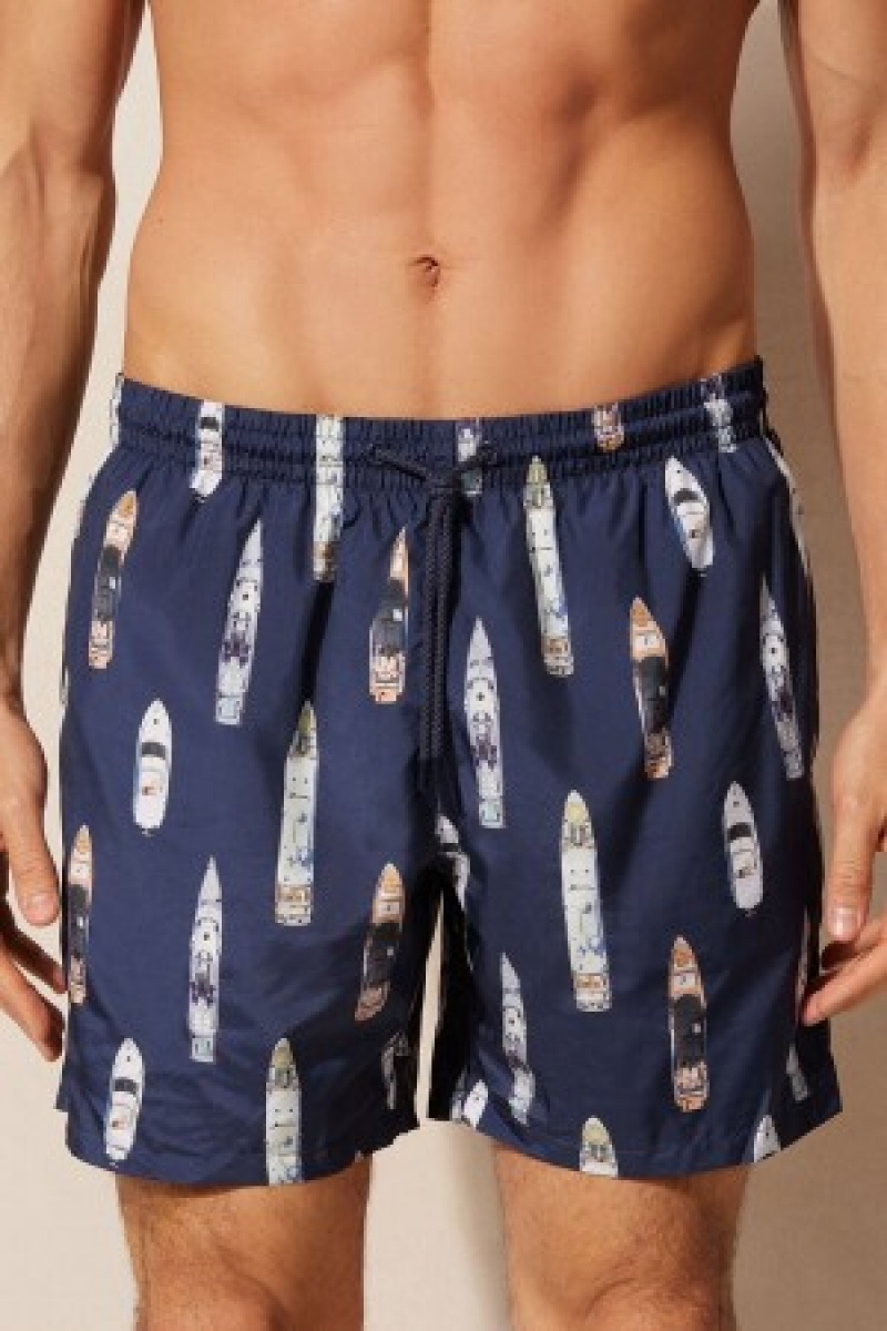 Intimissimi Ship Print Swim Trunks Blauw | YBEVQ93023