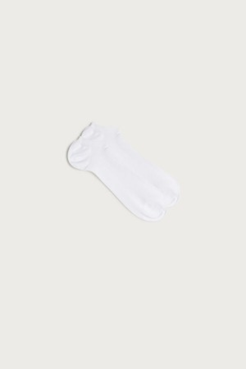 Intimissimi Tartan Katoenen Geribbeld Trainer Socks Wit | YBEGT81272