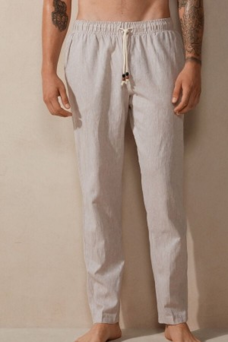 Intimissimi Linen and Katoenen Full Length Pants Natural | BEDYB36664