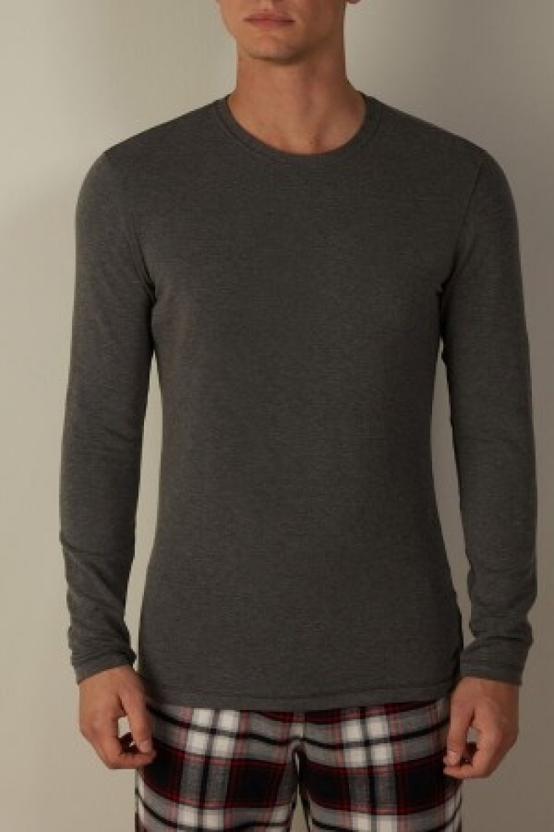 Intimissimi Long-Sleeve Modal-Cashmere Top Donkergrijs | ZBENQ28035