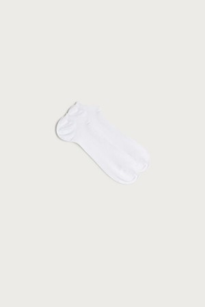 Intimissimi Tartan Katoenen Geribbeld Trainer Socks Wit | PBEQX41310