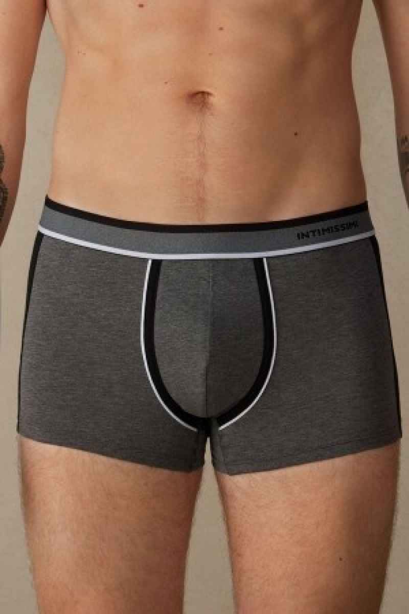 Intimissimi Two-tone Boxers in Stretch Supima® Katoenen Zwart | BEICD23541